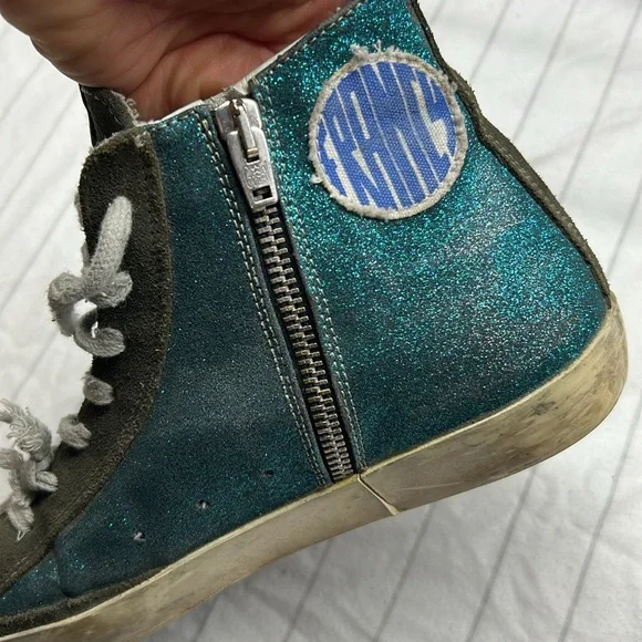 Golden Goose Women's Teal and Black Glitter Sneakers trainers Size 39 EU - Picture 7 of 12